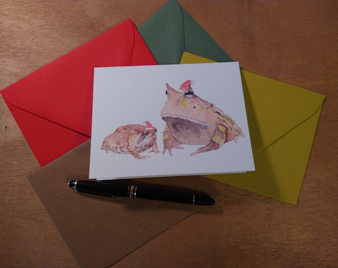 Grumpy Santa Frogs single folded note card