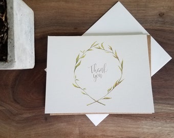 Laurel WreathThank You Single Folded Note Card