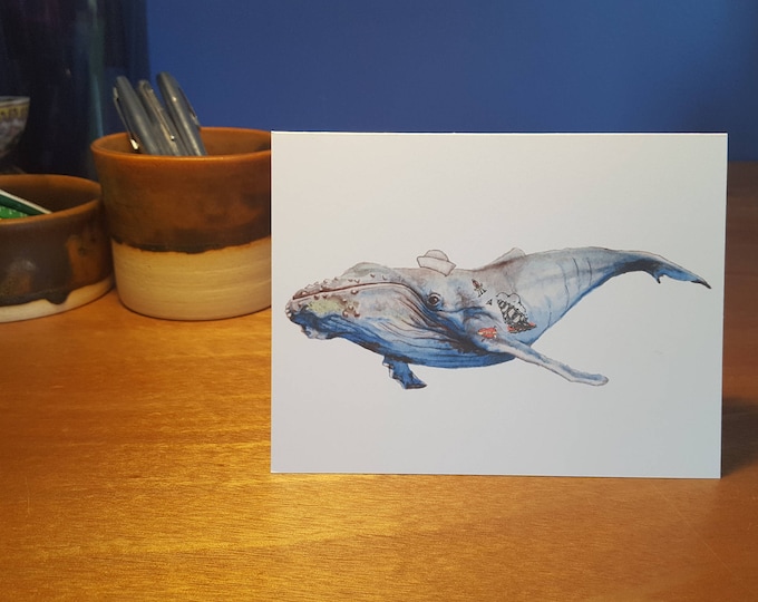 First Mate Whale Folded notecard