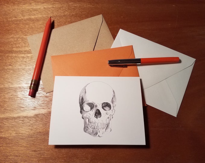 Smiling Skull Halloween Folded Notecard Pack of 10