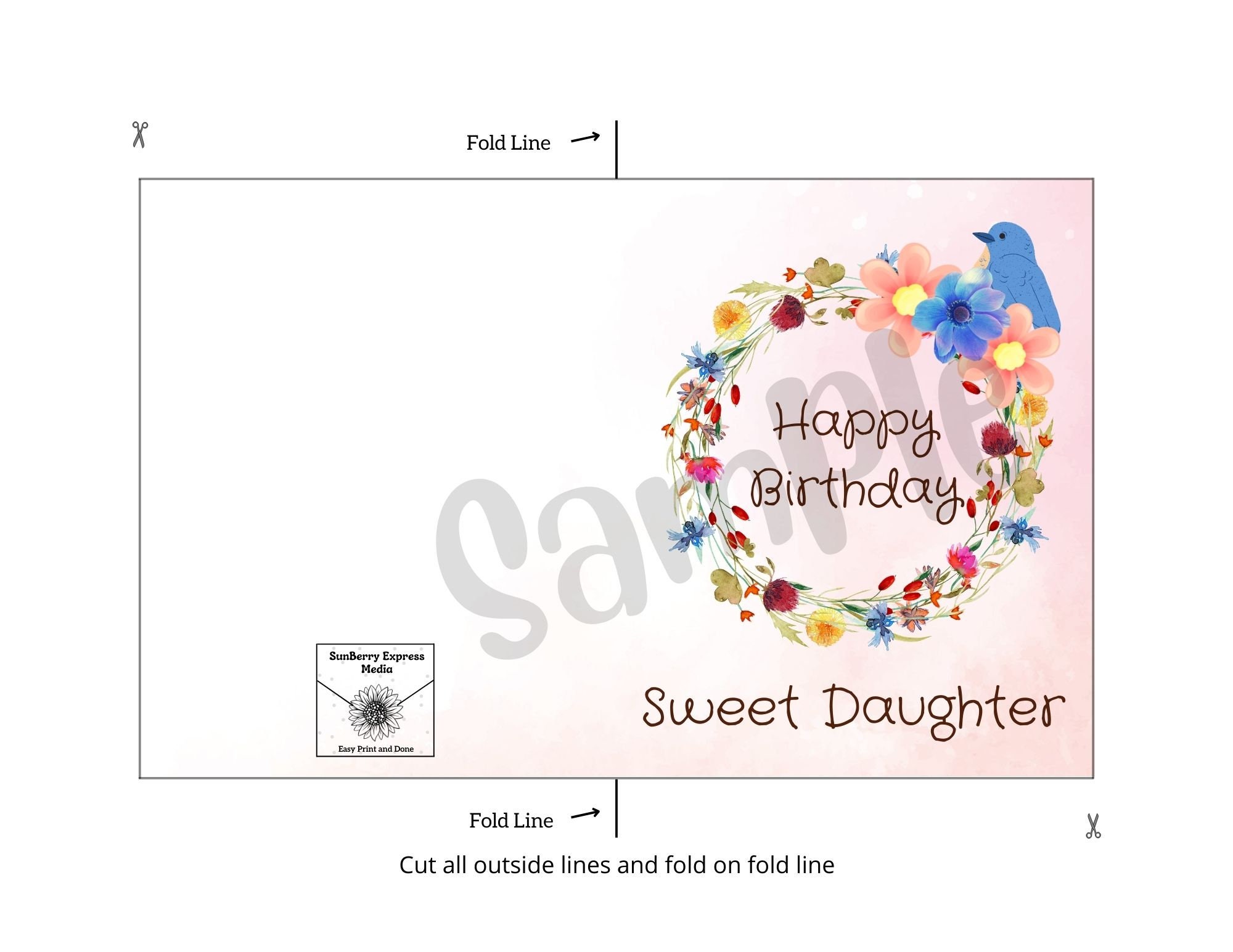 Happy Birthday Daughter Printable Card - Floral Design - Download ...