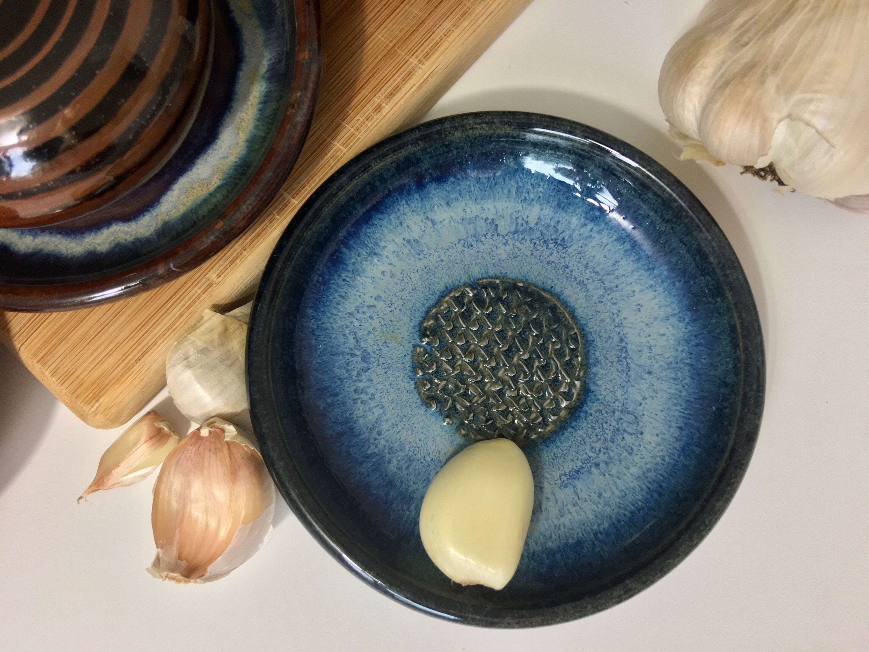 Garlic Grater Plate, Ceramic Garlic or Ginger Mincing Dish, oil and herb dipping, serving bowl