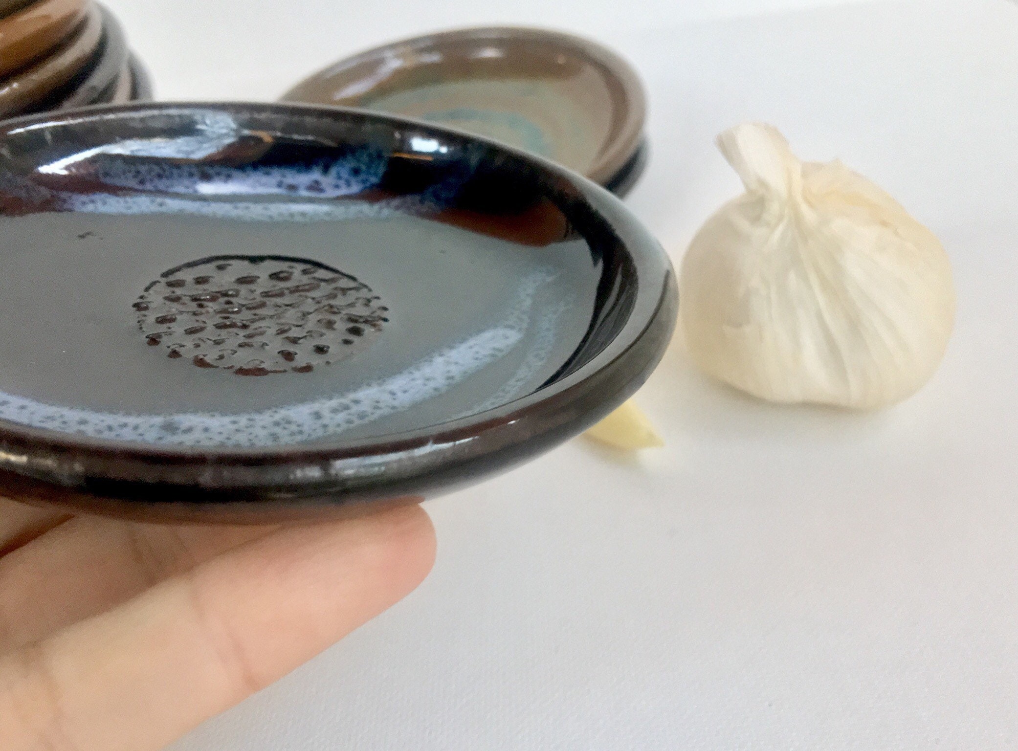 Garlic Grater Plate, Garlic and Herb Dish, Pottery Garlic Grater