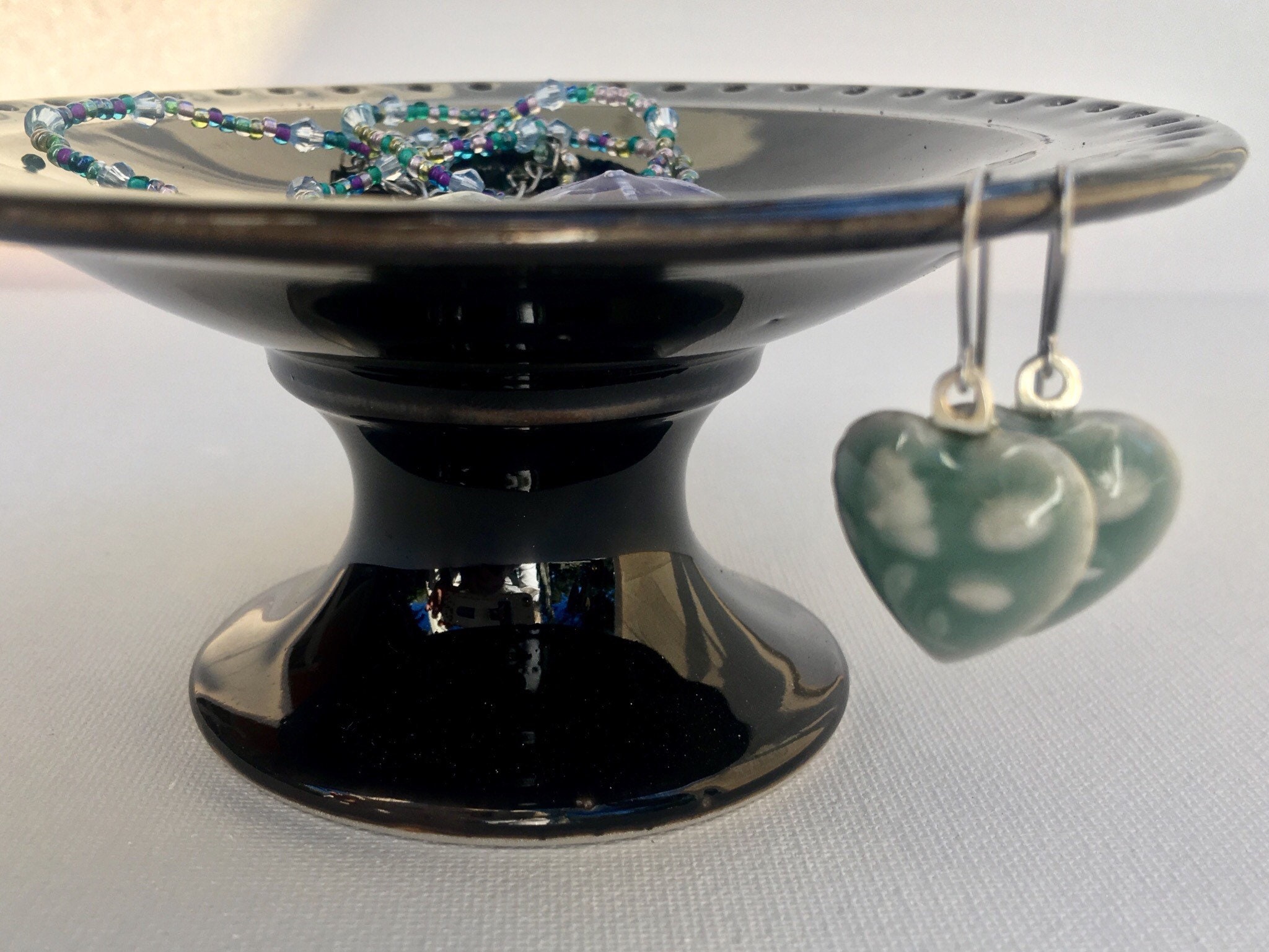 Jewelry Bowl, Porcelain, jewelry dish, earring tree, Earring dish, high