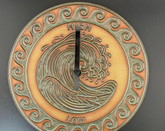 Tide Clock, Epic Wave, Handmade Ceramic Art, Coastal Home Decor