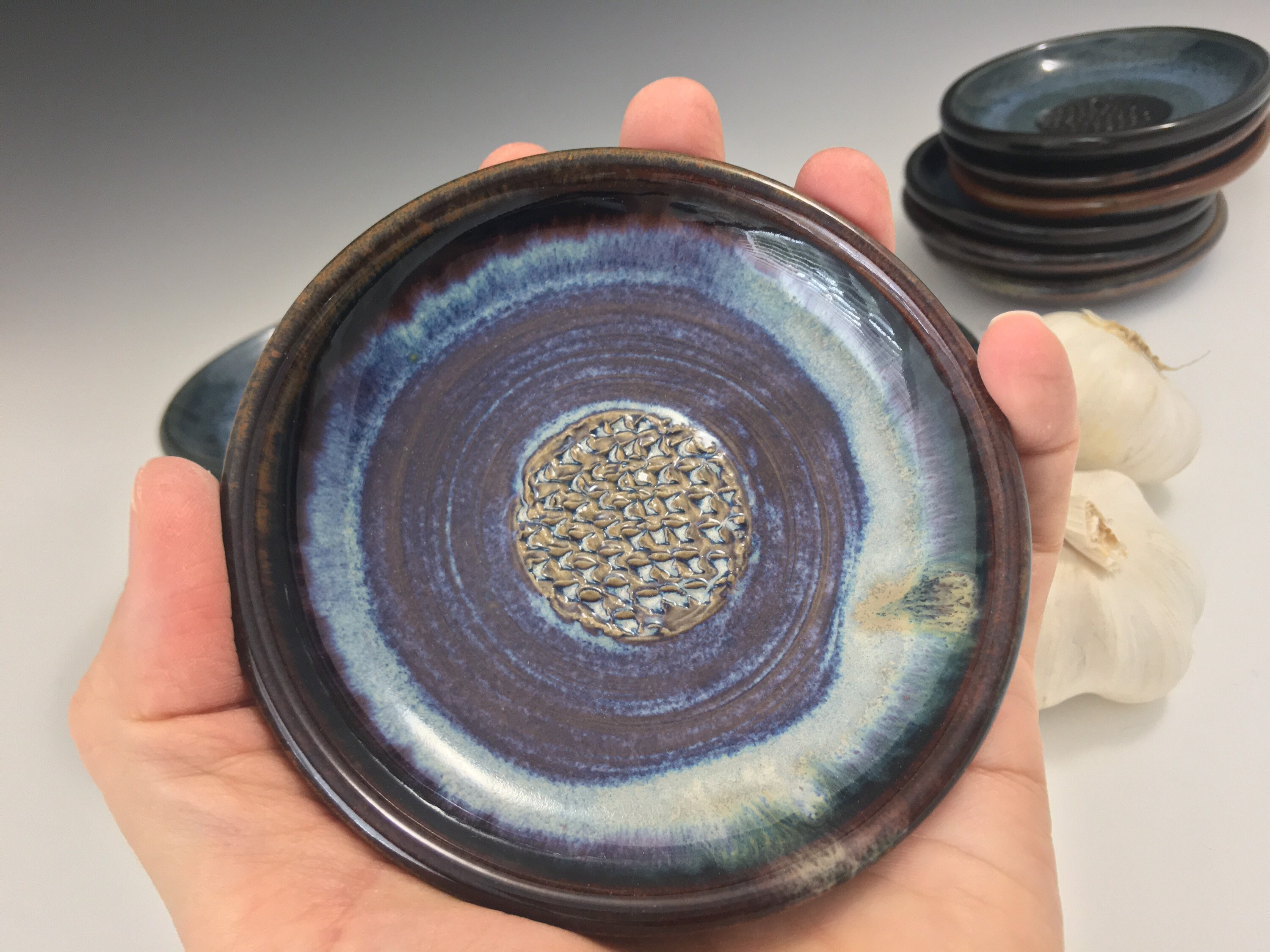 Garlic Grater Plate, Ceramic Garlic or Ginger Mincing Dish