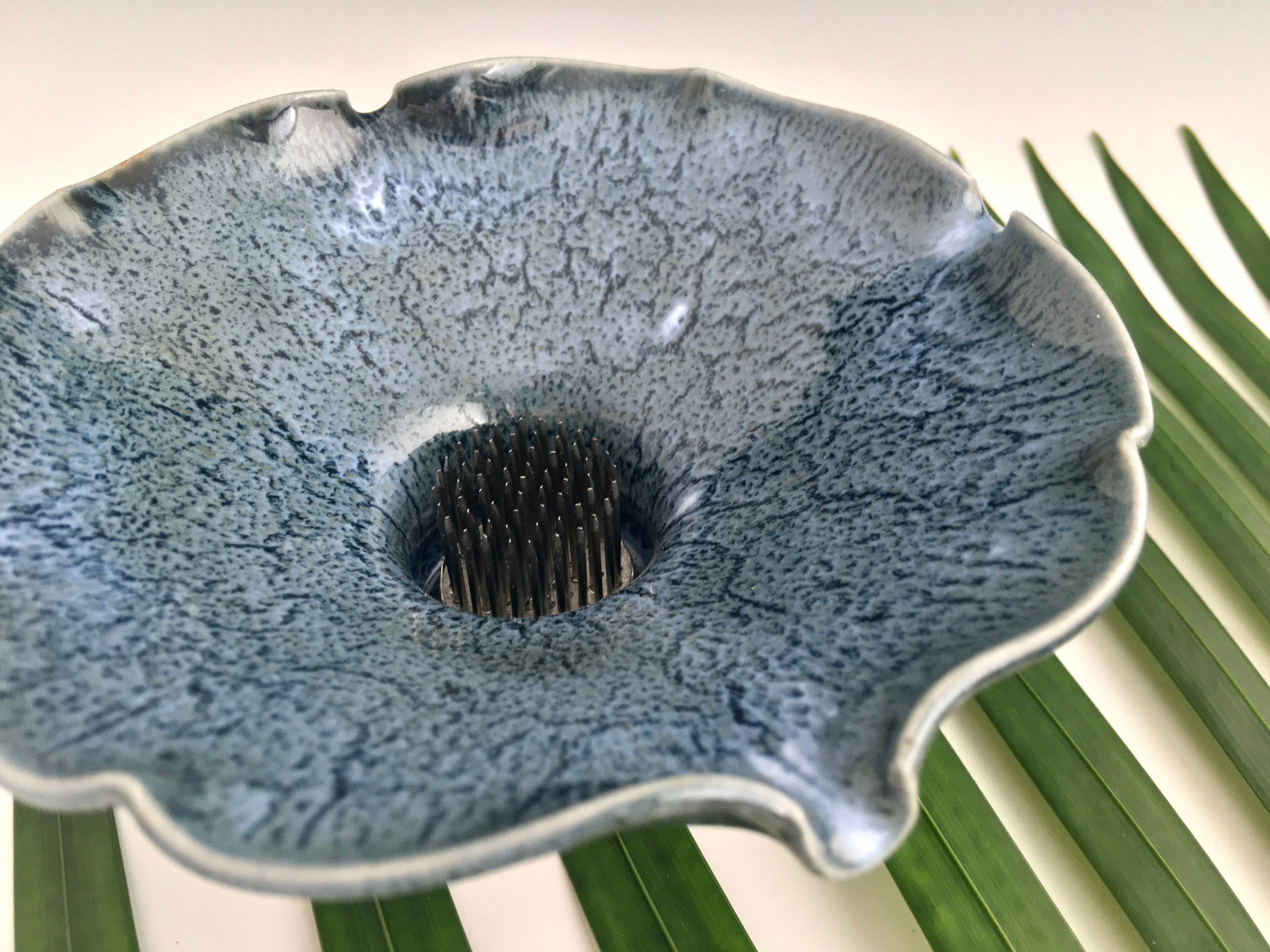 Ikebana with Pin Frog, Japanese Style Flower Arranging Vase