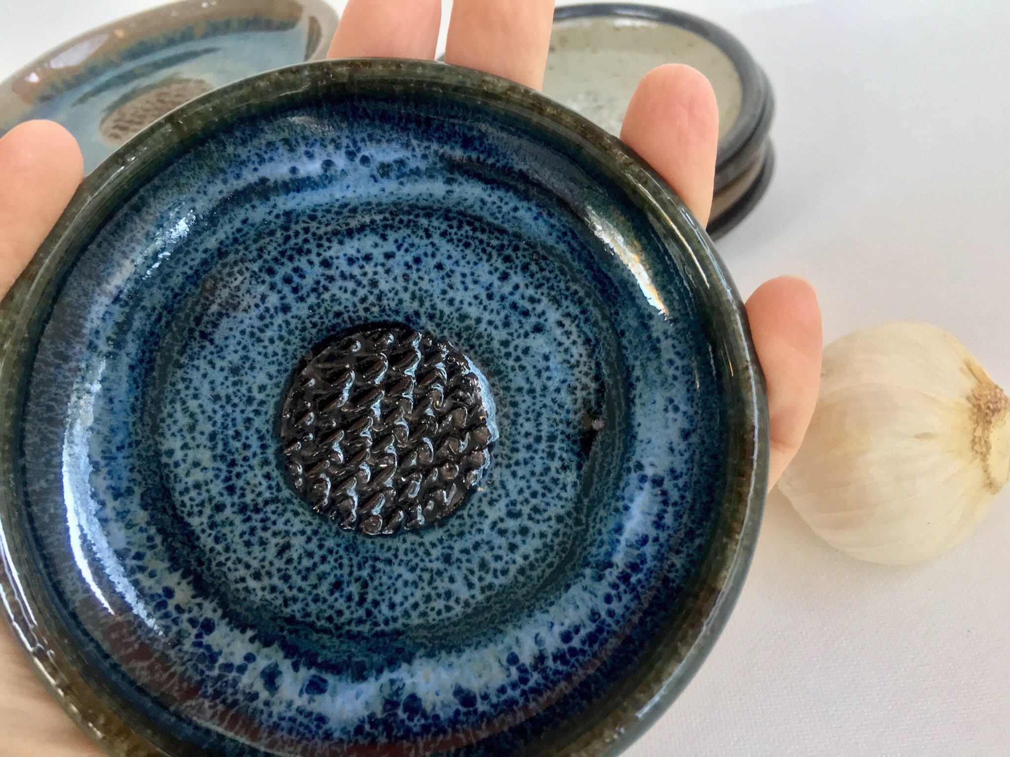 Garlic Grater Plate, Garlic and Oil Dipping Dish, Pottery Garlic Plate, Garlic Masher, Herb and