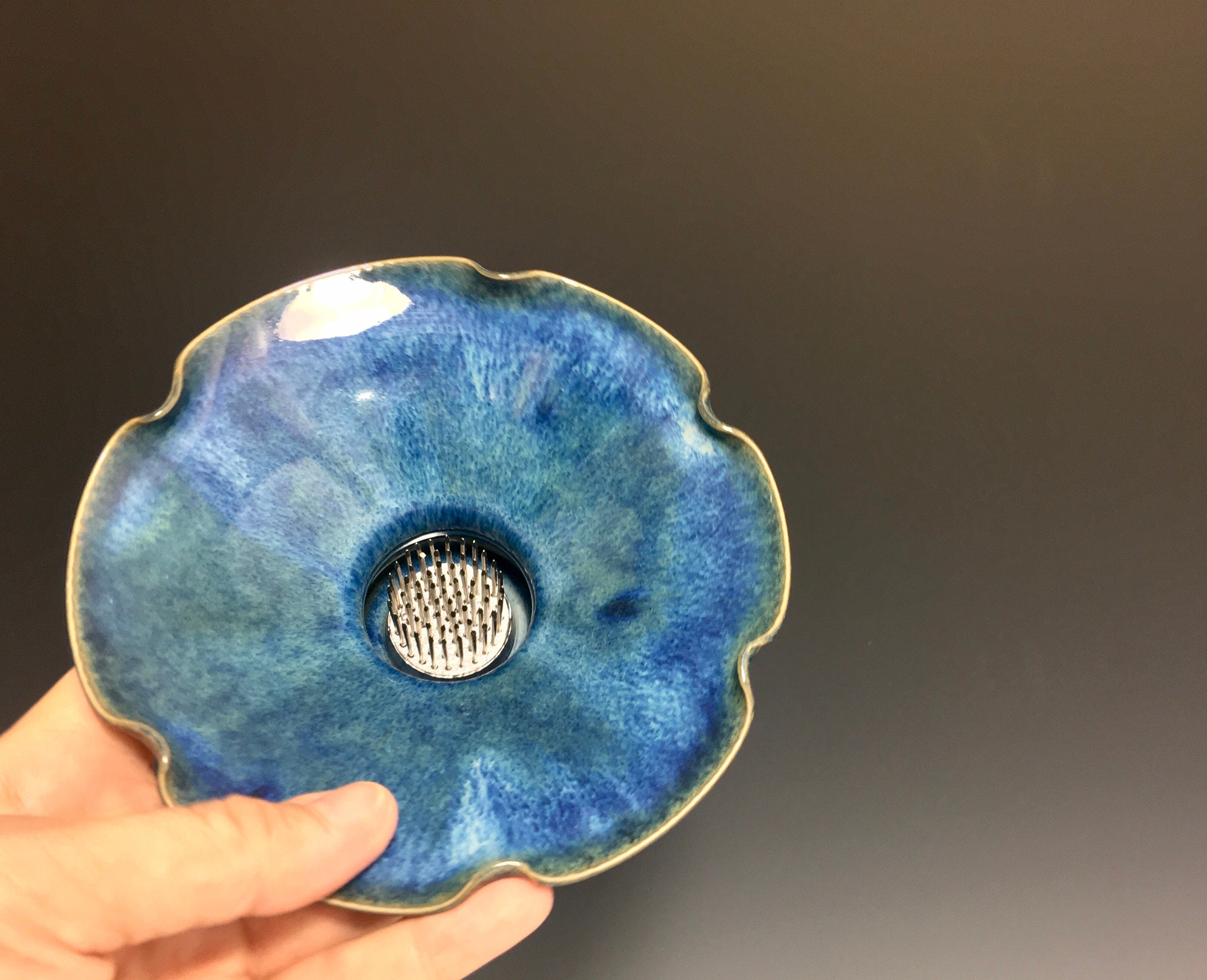 Ikebana with Pin Frog, Japanese Style Flower Arranging Vase