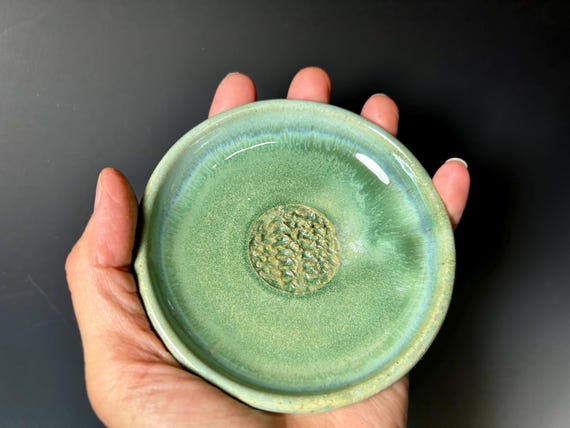 Garlic Grater, Sauce Plate, Garlic or Ginger Mincing Dish, stoneware, oil and herb dipping bowl, garlic lovers gift