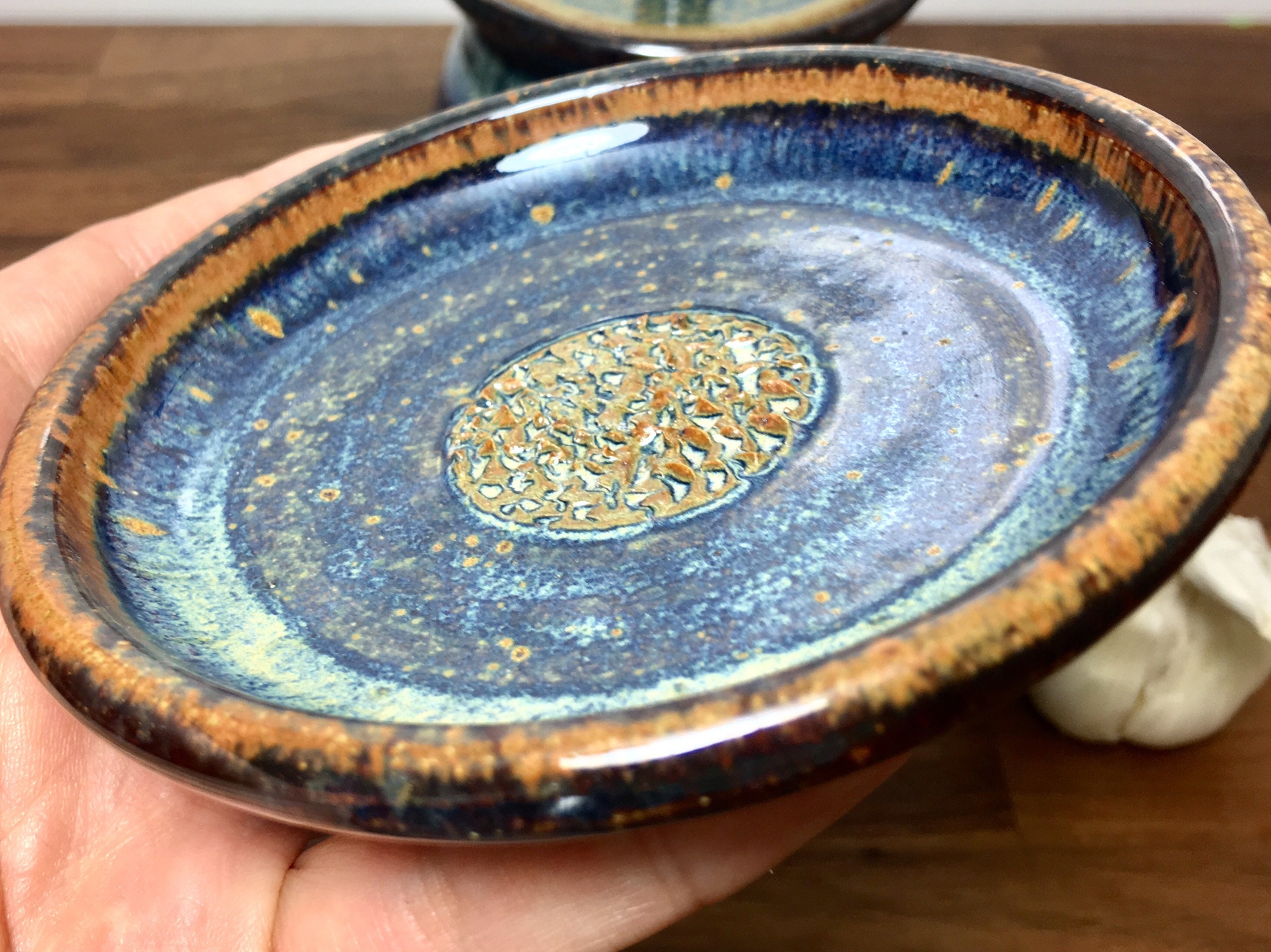 Garlic Grater Plate, Garlic and Oil Dipping Dish, Pottery Garlic Plate