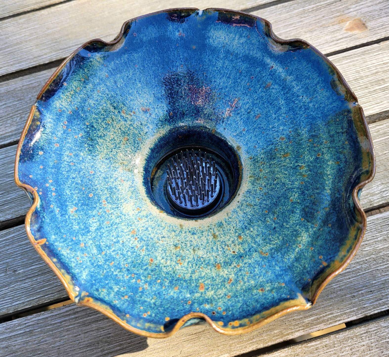 Ikebana vase with Pin Frog, Japanese Style Flower Arranging Vase