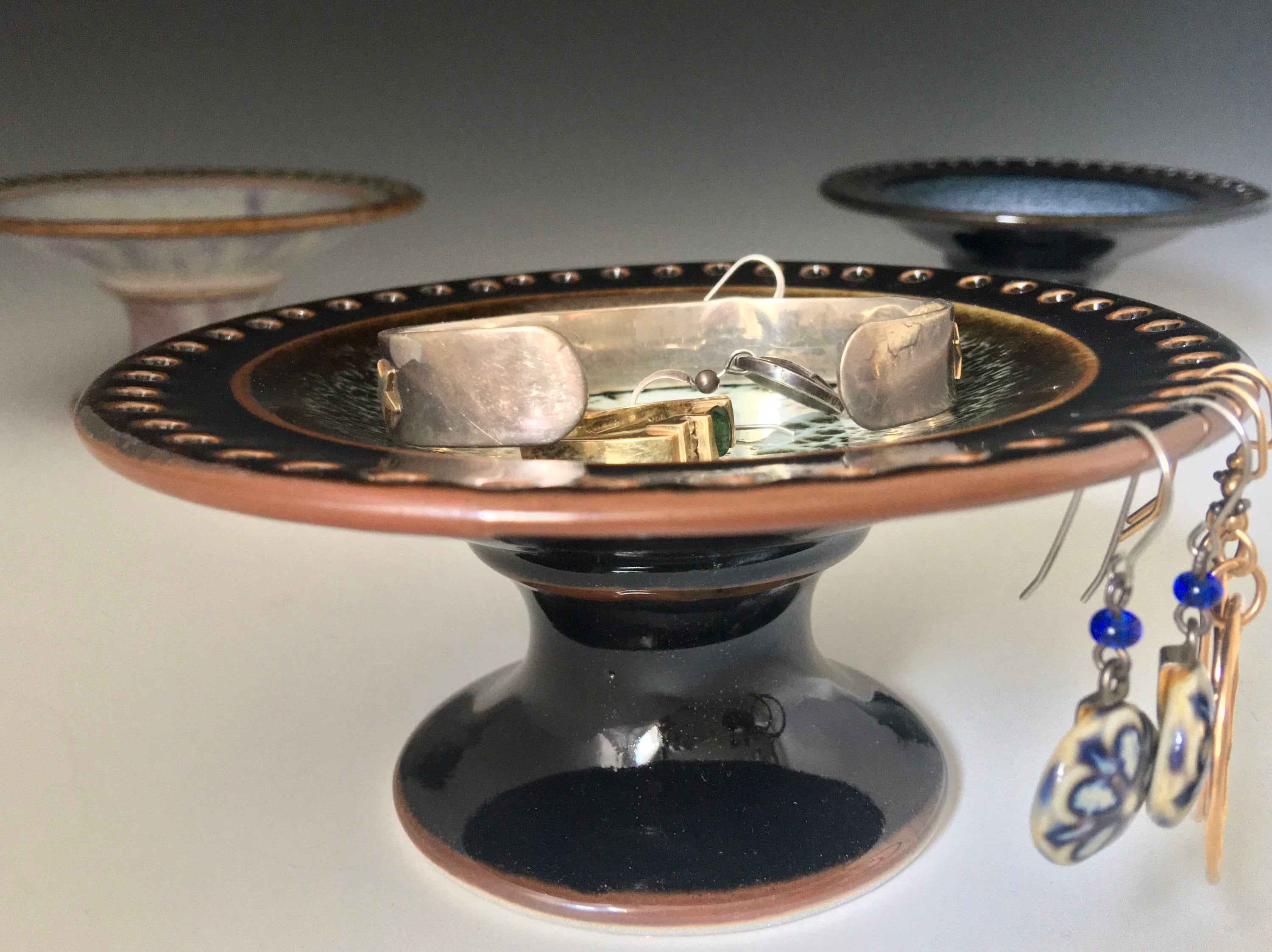 Jewelry Bowl, Porcelain jewelry dish, earring tree, Earring dish, high
