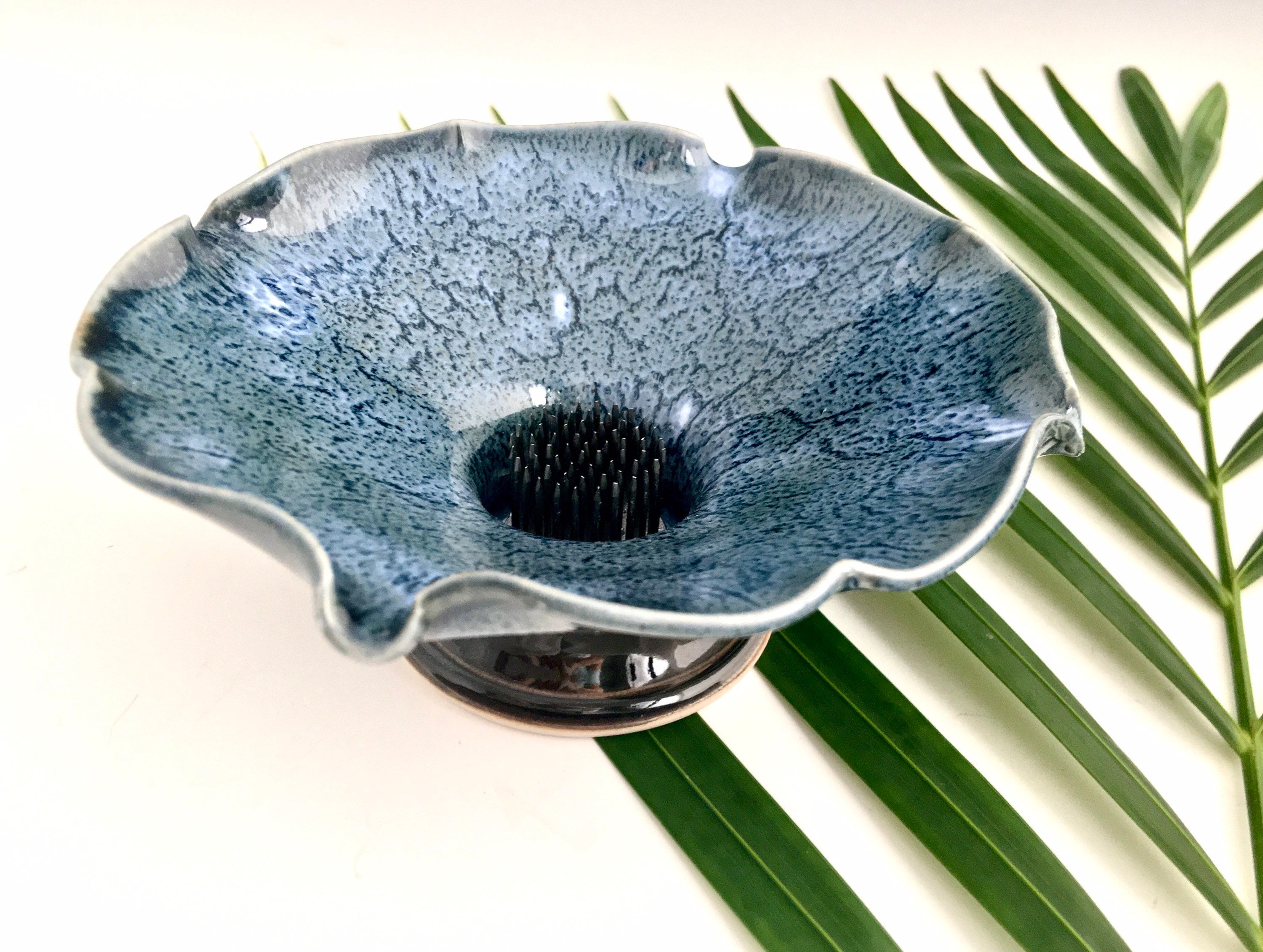 Ikebana With Pin Frog Japanese Style Flower Arranging Vase 