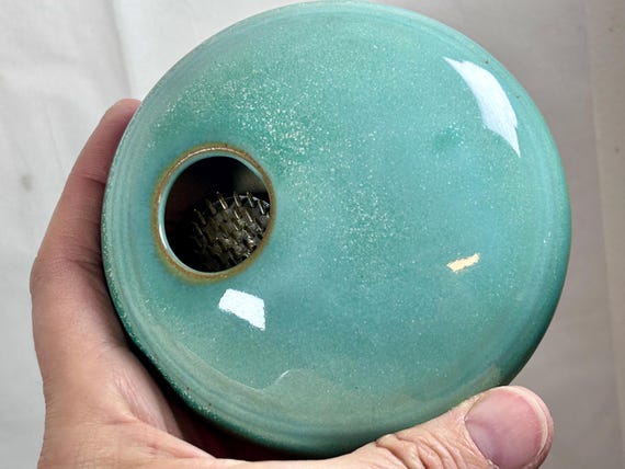 Ikebana Flower vase, pin frog porcelain vase with flower frog, permanently fixed Kenzan vase, flower arranging vase, handmade pottery