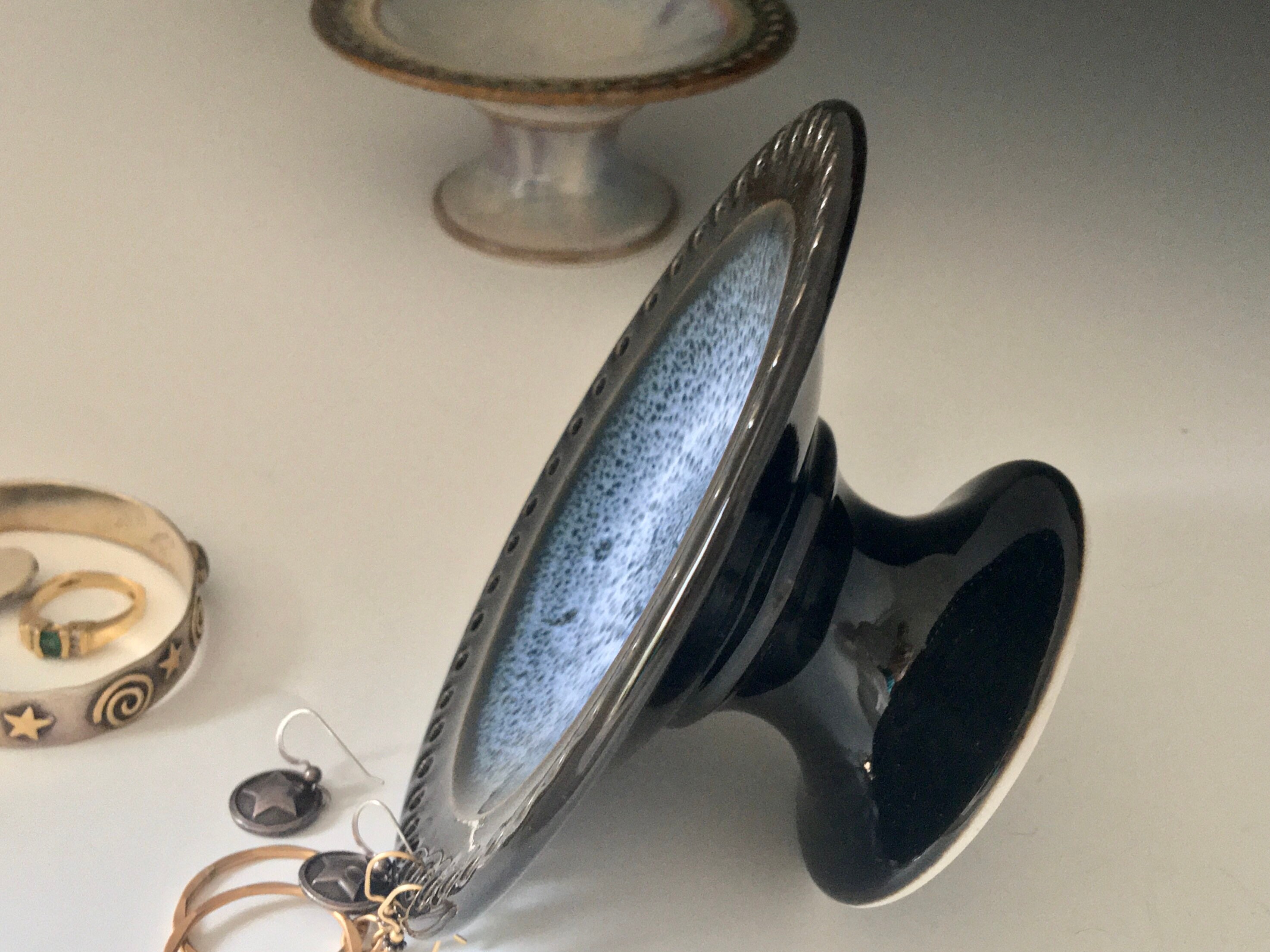 Jewelry Bowl, Porcelain jewelry dish, earring tree, Earring dish, high