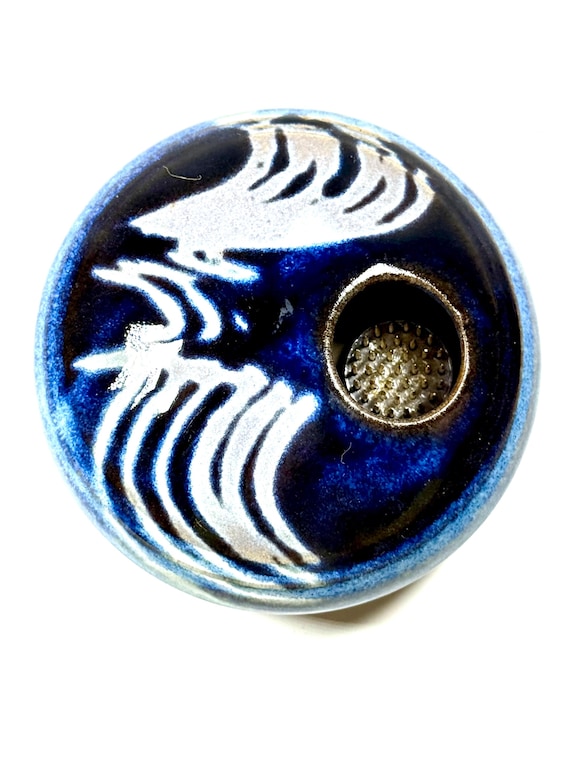 Ikebana Flower vase, floral pin frog centerpiece display, Japanese style Kenzan,  handmade pottery