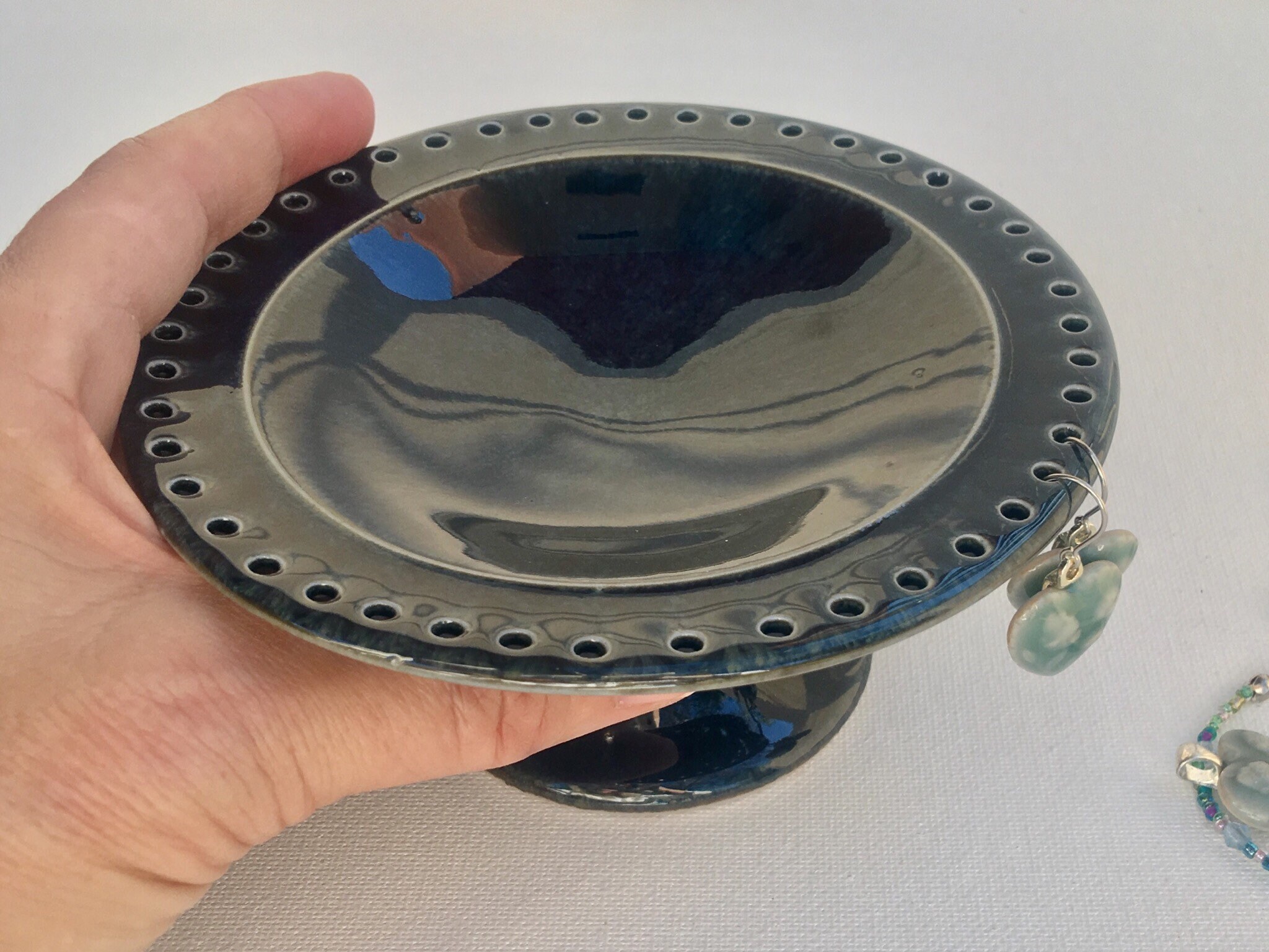 Jewelry Bowl, Porcelain, jewelry dish, earring tree, Ring dish, high