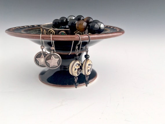 Jewelry dish, earring tree, Earring display, Ring dish, high fired porcelain Ring Bowl, Ceramic jewelry tree, handmade Pottery