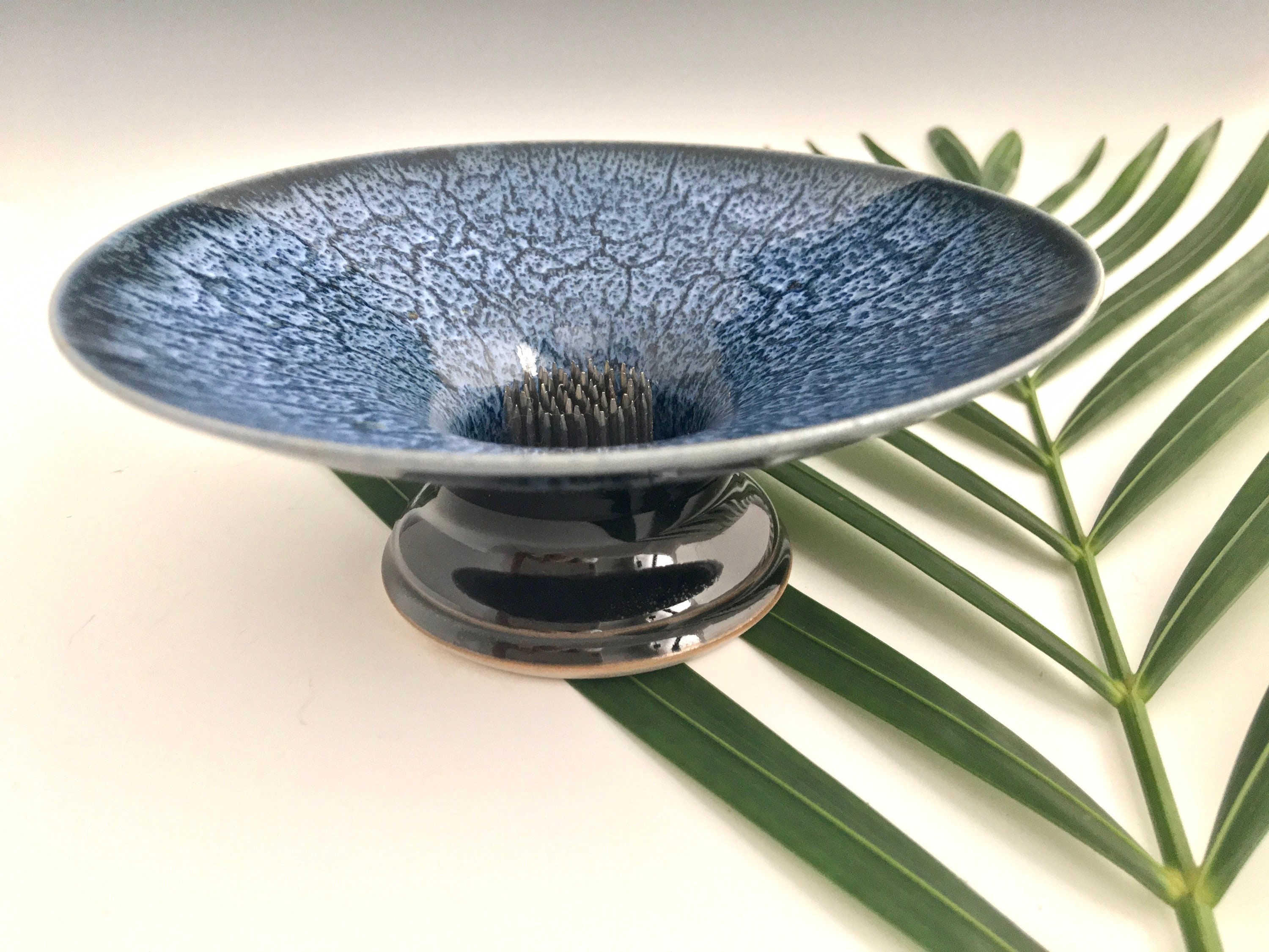 Open Bowl Ikebana Vase with Pin Frog, Japanese Style, Flower Arranging