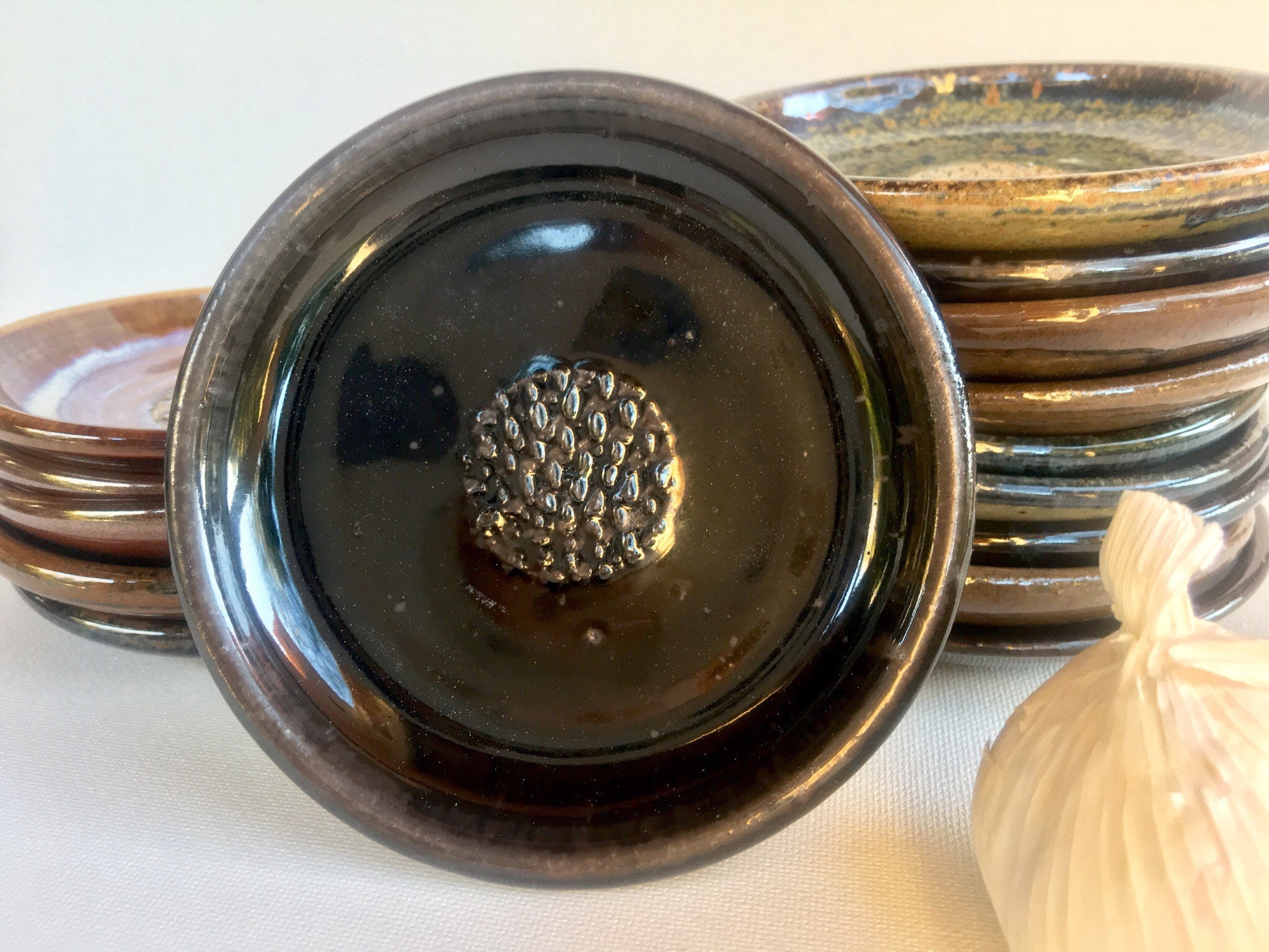 Garlic Grater Plate, Ginger Mincing Dish, Stoneware Pottery Ceramic