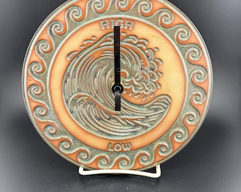 Tide Clock, Epic Wave, Handmade Ceramic Art, Coastal Home Decor
