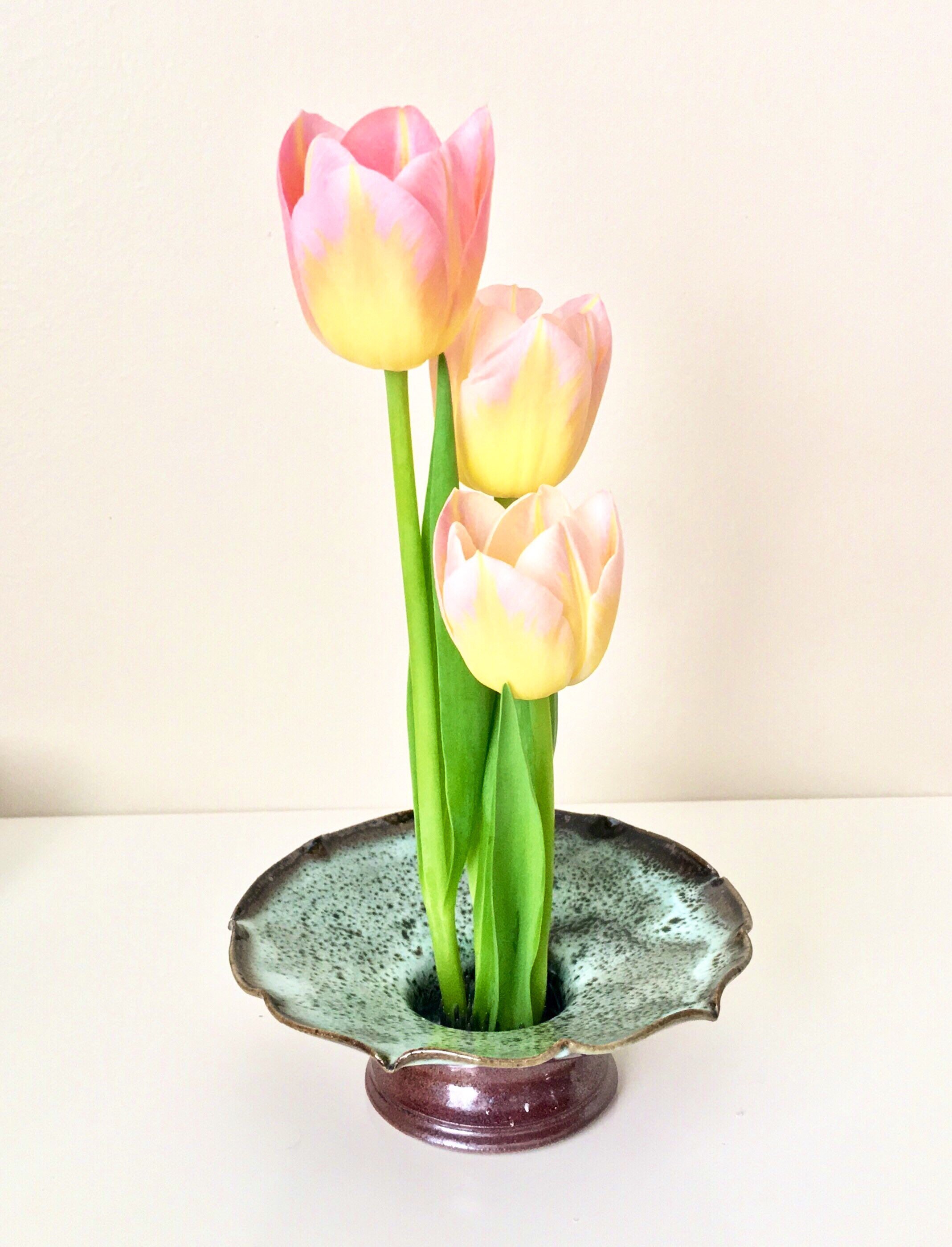 Ikebana with Pin Frog, Japanese Style Flower Arranging Vase