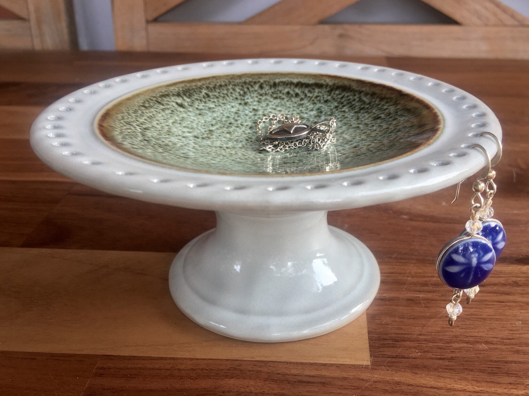 Jewelry Bowl, Porcelain jewelry dish, earring tree, Earring dish, high