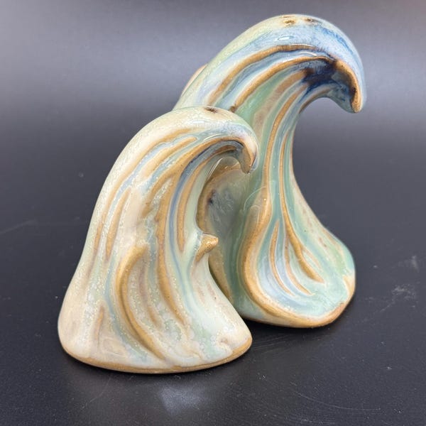 Epic Wave Salt and Pepper Shaker set, Coastal Tableware, Handmade pottery