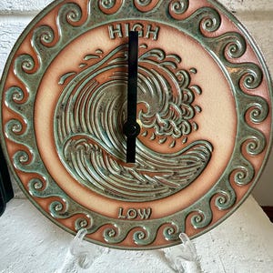 Tide Clock, Epic Wave, Handmade Ceramic Art, Coastal Home Decor
