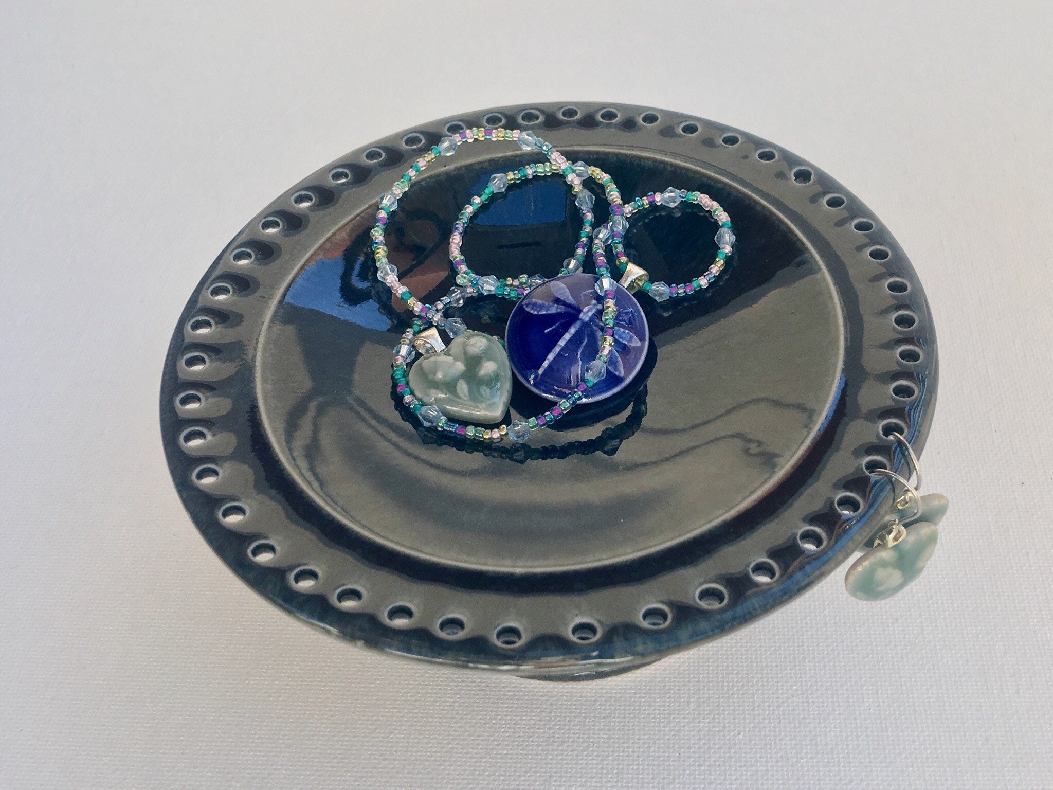 Jewelry Bowl, Porcelain, jewelry dish, earring tree, Ring dish, high