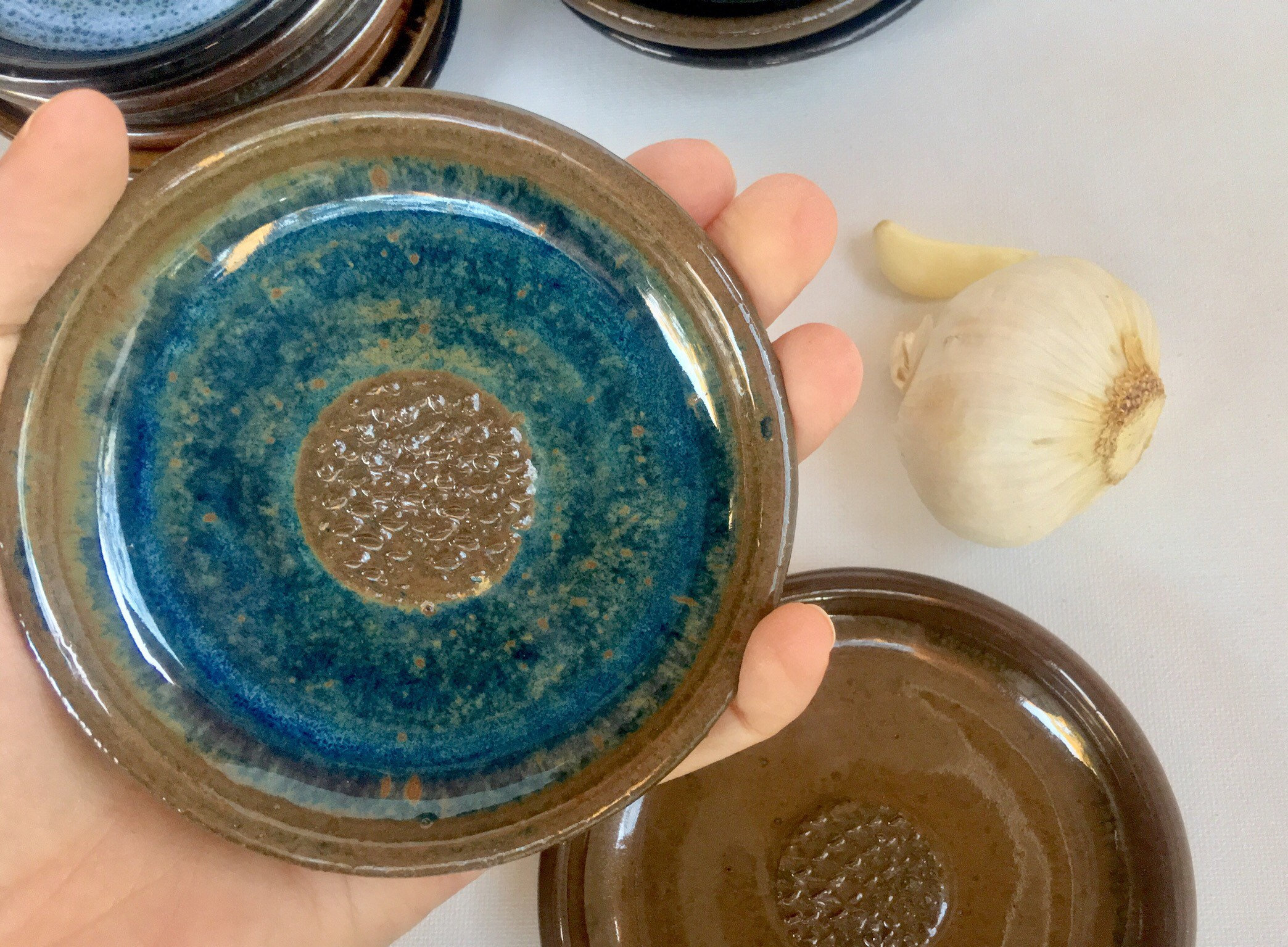 Garlic Grater Plate, Garlic and Herb Dish, Pottery Garlic Grater