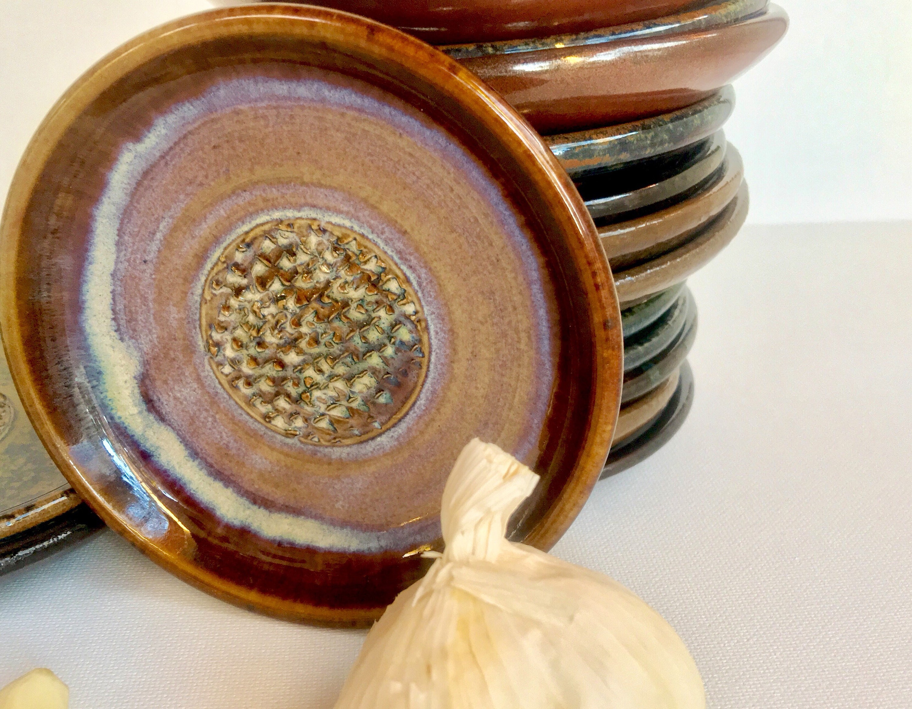Garlic Grater, Garlic Grater Plate, Garlic and Herb Dish, Pottery