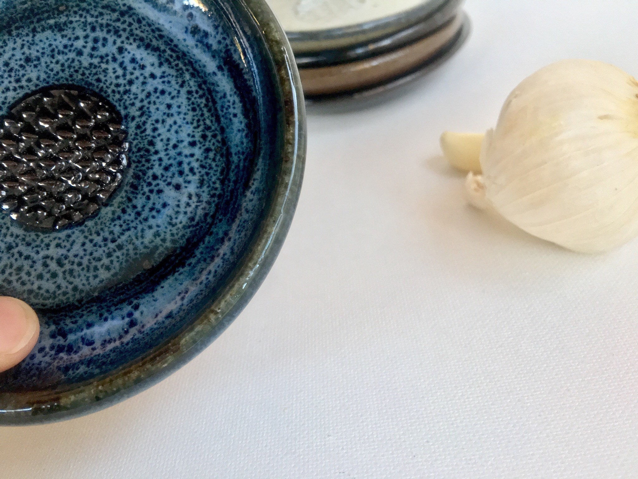 Garlic Grater Plate, Garlic and Oil Dipping Dish, Pottery Garlic Plate