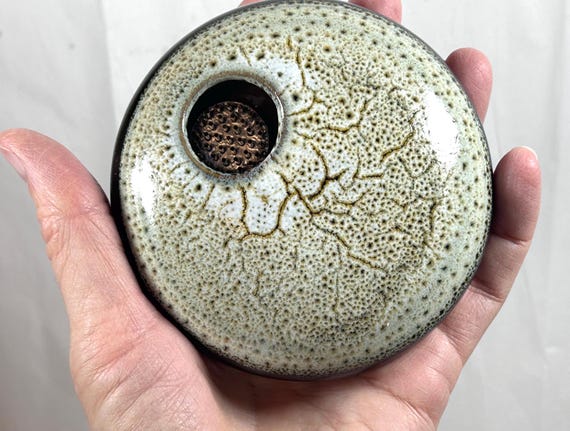Ikebana Flower vase, pin frog porcelain vase with flower frog, permanently fixed Kenzan vase, flower arranging vase, handmade pottery
