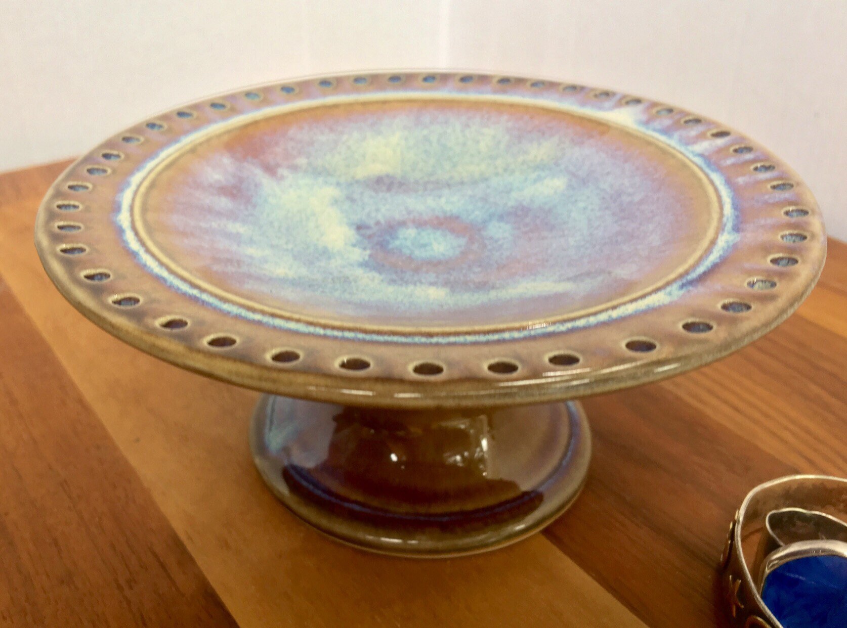 Jewelry Bowl, Porcelain Pedestal jewelry dish, earring tree, Earring