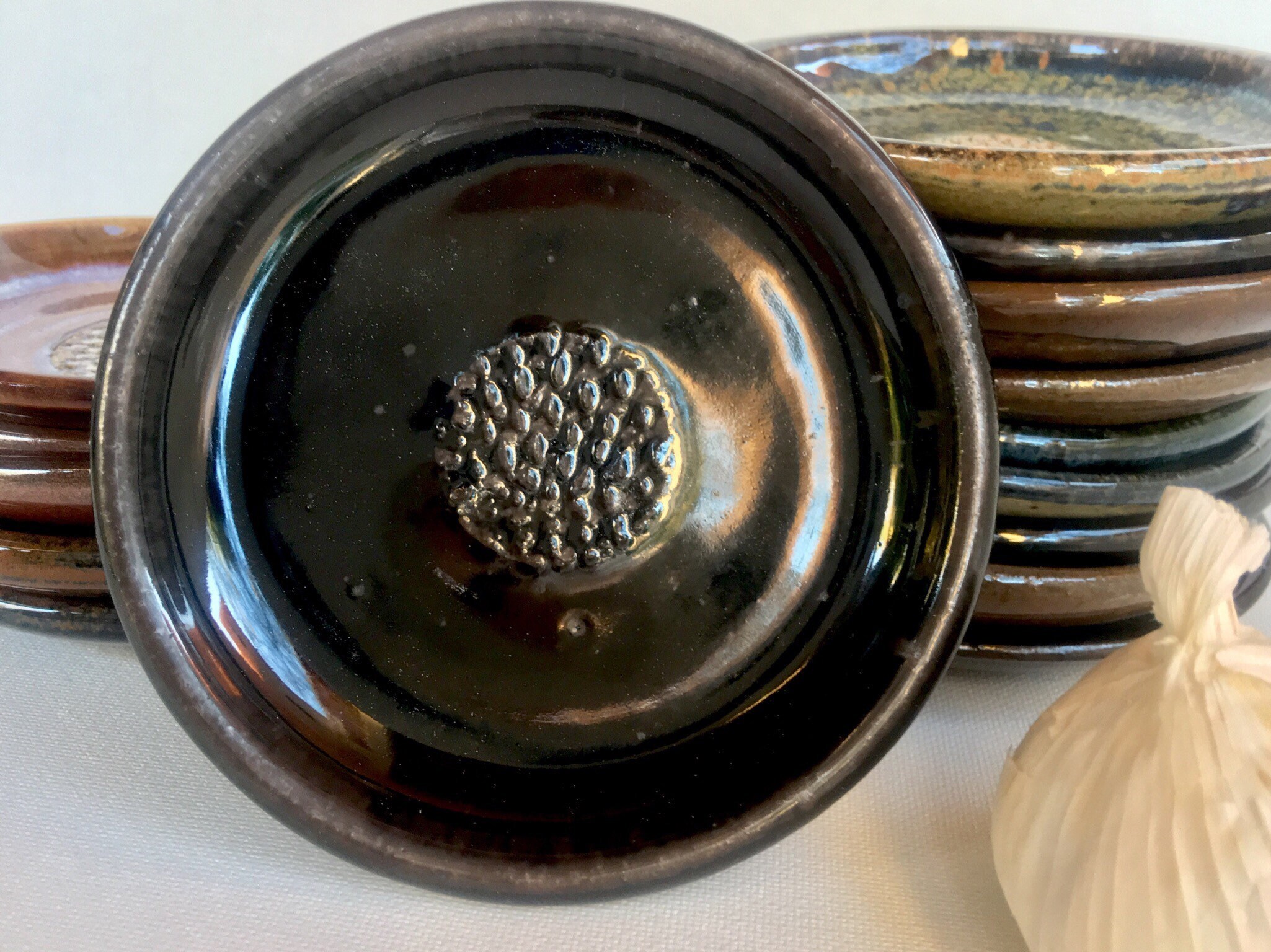 Garlic Grater Plate, Ginger Mincing Dish, Stoneware Pottery Ceramic