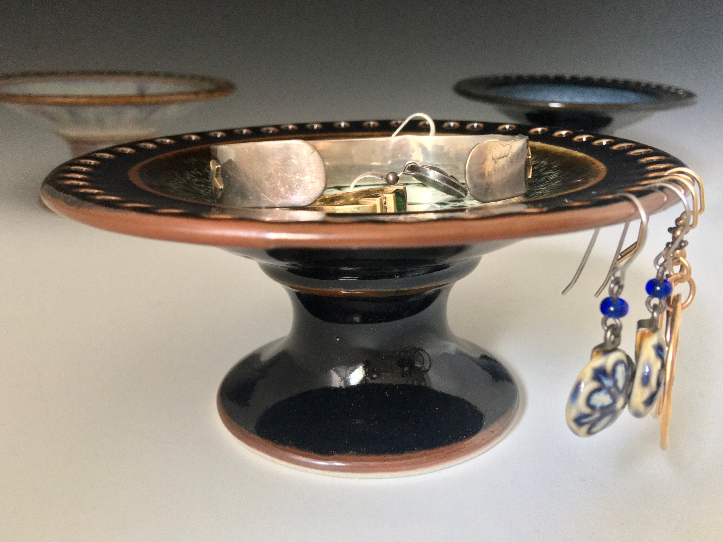 Jewelry Bowl, Porcelain jewelry dish, earring tree, Earring dish, high