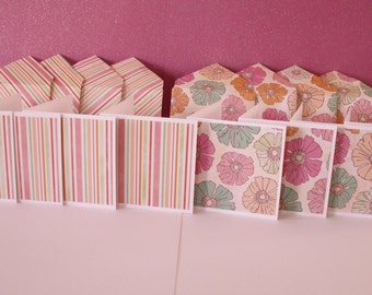 3 x 3 inch note cards, mini note cards, flower note cards, 3 inch note cards, striped note cards, holiday note cards, birthday note cards