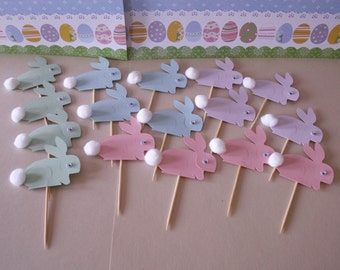 16 cupcake toppers, bunny cupcake toppers, cupcake toppers, rabbit toppers, bunny toppers, rabbit cupcake toppers, easter toppers