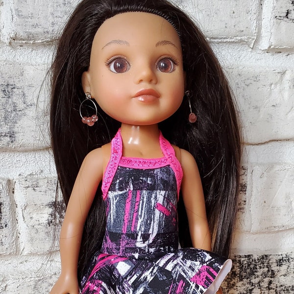 Handcrafted Upcycled Swimsuit Set For 14.5" Slim Doll Such as American Girl Wellie Wishers & H4H Dolls