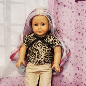 18&quot; doll Size Handcrafted Khaki Capri Set with Peasant Top in Browns Floral Print