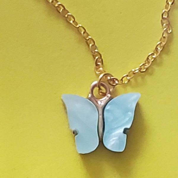 Butterfly Necklace Handcrafted to Fit 14" Dolls Like Wellie Wishers and Similar-sized Dolls. Color Choice