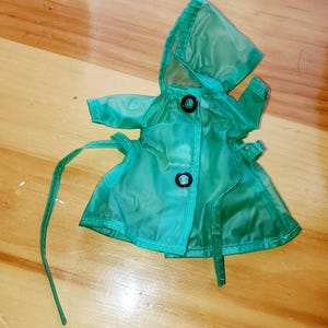 Mid-century Vintage Ginger 8 in Doll Green Plastic Cosmopolitan Raincoat
