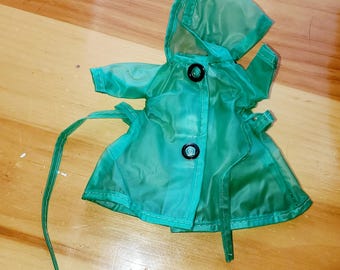 Mid-century Vintage Ginger 8 in Doll Green Plastic Cosmopolitan Raincoat