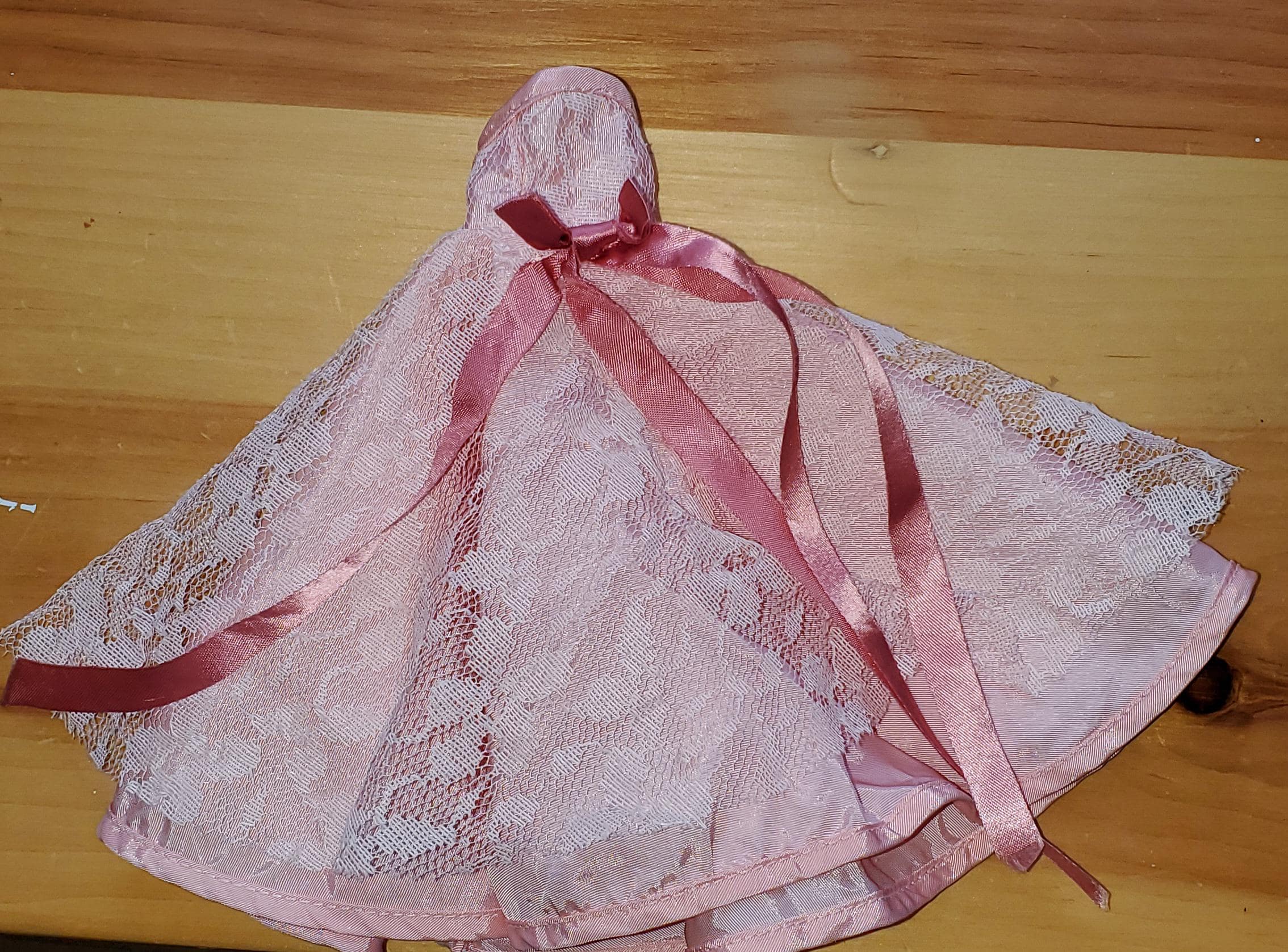 Vintage 1970s Pink Formal Dress Believed to Fit Barbie