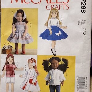 UNCUT Retro Style Clothing Pattern by McCall&#39;s for 18&quot; Dolls. New. 2015