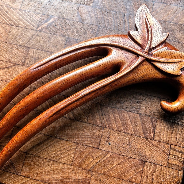 RESERVED FOR DL4P: Reclaimed Mahogany curved leaf hair fork by Furnival’s Workshop