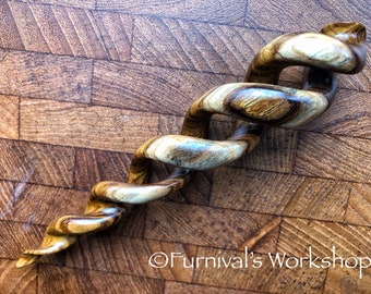 Figured Laburnum wood Icicle helix hair stick by Furnival’s Workshop