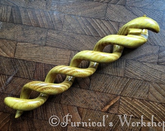 Striped yellow mystery wood helix hair fork by Furnival’s Workshop